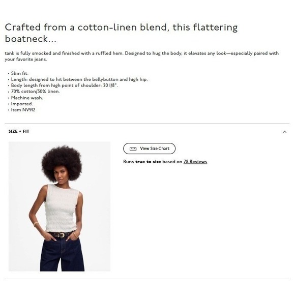 Madewell Top Womens XS White Smocked Boatneck Tank Sleeveless Cotton Blend NV912 - Picture 7 of 13